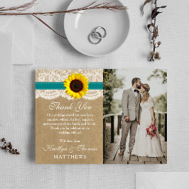 Tarjeta De Agradecimiento La colección de Bodas de girasol Kraft rústico