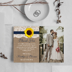 Tarjeta De Agradecimiento La colección de Bodas de girasol ruso - Armada