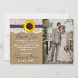 Tarjeta De Agradecimiento La Colección de Bodas de Girasoles de The Rustic K