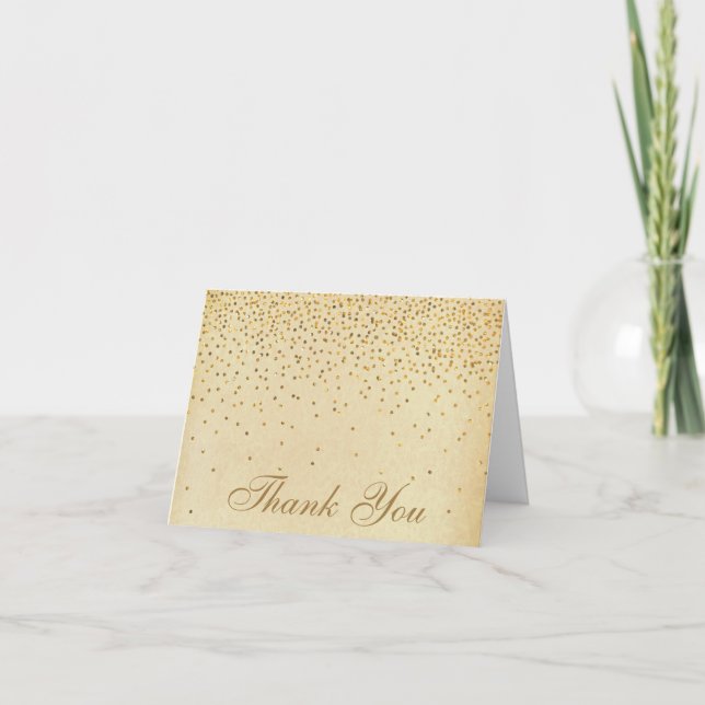 Tarjeta De Agradecimiento La colección de Bodas Glam Gold Confetti (Anverso)