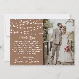 Tarjeta De Agradecimiento La colección de Bodas Rustic Kraft Lights
