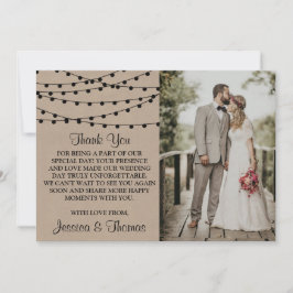 Tarjeta De Agradecimiento La colección de Bodas Rustic Kraft Lights