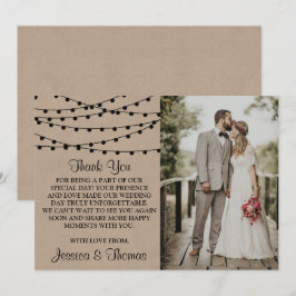 Tarjeta De Agradecimiento La colección de Bodas Rustic Kraft Lights