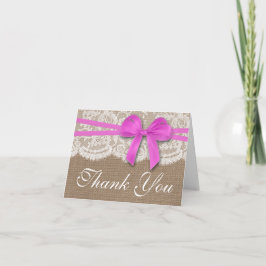 Tarjeta De Agradecimiento La colección de Bodas Rustic Pink Bow