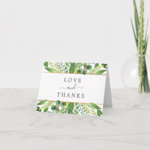Tarjeta De Agradecimiento La colección de Bodas verdes y dorados