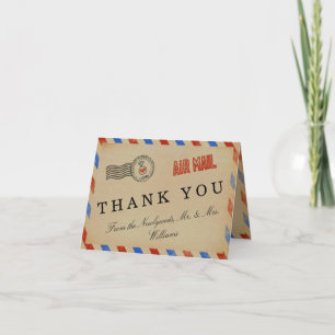 Tarjeta De Agradecimiento La Colección de Bodas Vintage Airmail