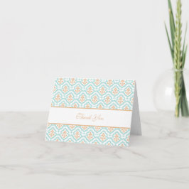 Tarjeta De Agradecimiento La colección del papel pintado floral del damasco