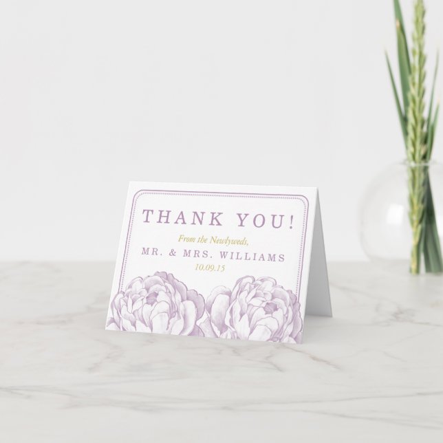 Tarjeta De Agradecimiento La colección floral de la boda del Peony bonito (Anverso)