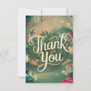 Tarjeta De Agradecimiento La colorida vegetación de Boho Woodland