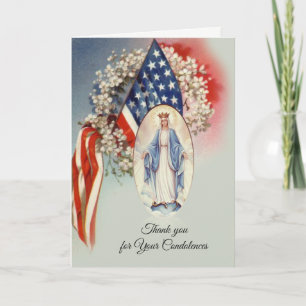 Tarjeta De Agradecimiento La condolencia bendecida bandera del Virgen María
