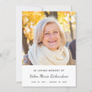 Tarjeta De Agradecimiento La condolencia blanca de la foto conmemorativa