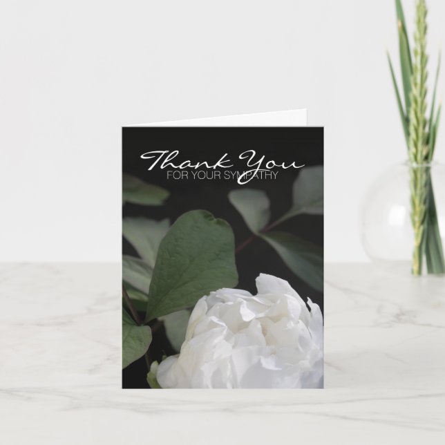 Tarjeta De Agradecimiento La condolencia blanca del monumento del Peony 3 le (Anverso)