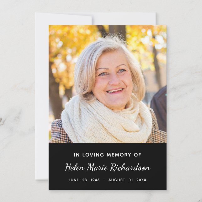 Tarjeta De Agradecimiento La condolencia conmemorativa simple de la foto le (Anverso)