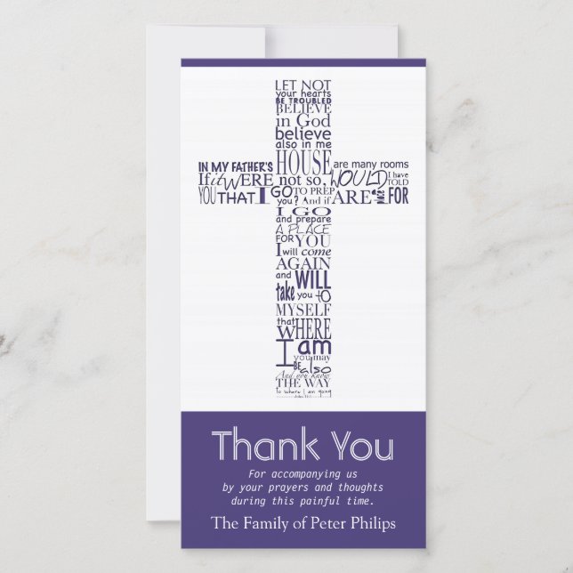 Tarjeta De Agradecimiento La condolencia cruzada cristiana de Juan 14 le (Anverso)