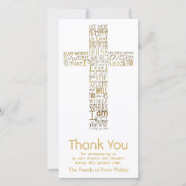 Tarjeta De Agradecimiento La condolencia cruzada cristiana de oro de Juan 14