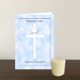 Tarjeta De Agradecimiento La condolencia cruzada y de la paloma le agradece