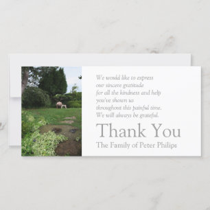 Tarjeta De Agradecimiento La condolencia de la butaca del jardín 4 le