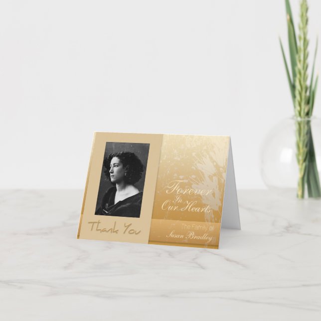 Tarjeta De Agradecimiento La condolencia de oro de la foto del capítulo del (Anverso)