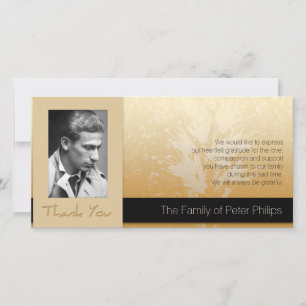 Tarjeta De Agradecimiento La condolencia de oro de la foto del marco del