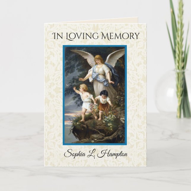 Tarjeta De Agradecimiento La condolencia del ángel de guarda le agradece (Anverso)