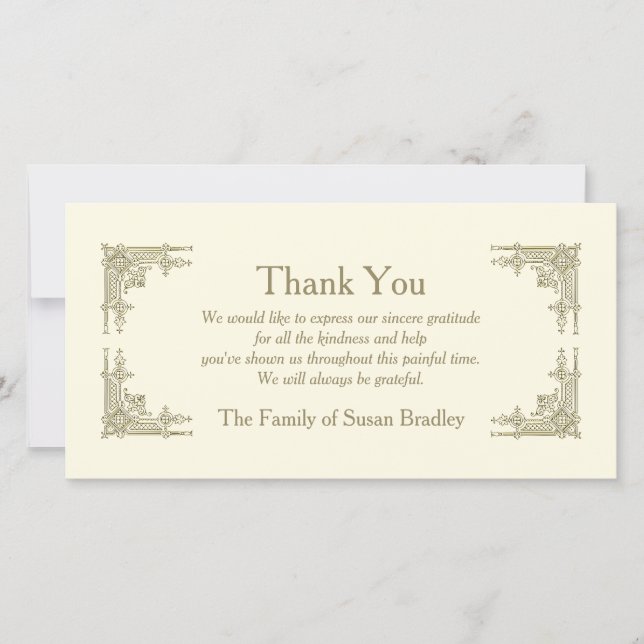 Tarjeta De Agradecimiento La condolencia del estilo 1 del art déco le (Anverso)