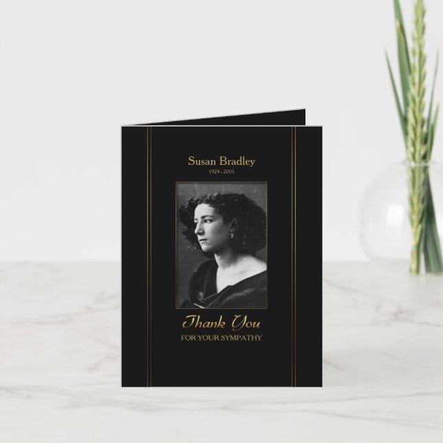 Tarjeta De Agradecimiento La condolencia elegante de la foto le agradece con (Anverso)