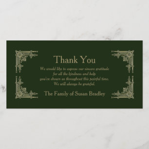 Tarjeta De Agradecimiento La condolencia elegante del vintage 2 del art déco