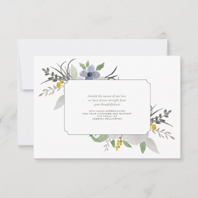 Tarjeta De Agradecimiento La condolencia floral le agradece Notecard (Anverso)
