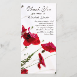 Tarjeta De Agradecimiento La condolencia floral roja de las amapolas el | le