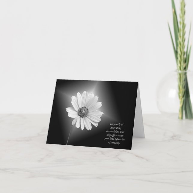 Tarjeta De Agradecimiento La condolencia le agradece de la familia (Anverso)