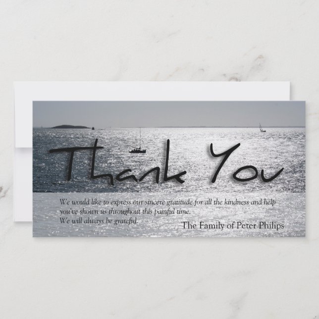 Tarjeta De Agradecimiento La condolencia moderna del paisaje marino 4 le (Anverso)