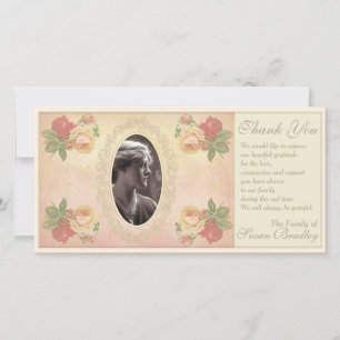 Tarjeta De Agradecimiento La condolencia oval subió vintage del marco de la