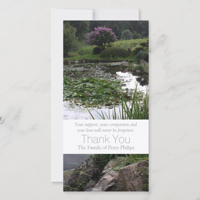 Tarjeta De Agradecimiento La condolencia pacífica de la charca del jardín 2 (Anverso)