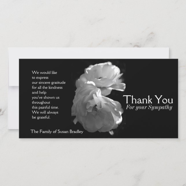 Tarjeta De Agradecimiento La condolencia salvaje de los rosas blancos 3 le (Anverso)