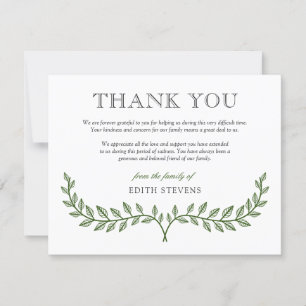 Tarjeta De Agradecimiento La condolencia verde de la guirnalda le agradece