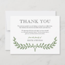 Tarjeta De Agradecimiento La condolencia verde de la guirnalda le agradece