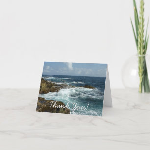Tarjeta De Agradecimiento La costa rocosa y el océano azul de Aruba
