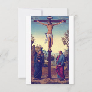 Tarjeta De Agradecimiento La Crucifixión con la Virgen de Pietro Perugino