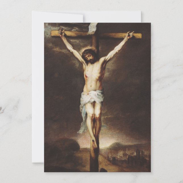 Tarjeta De Agradecimiento La crucifixión de Bartolomé Esteban Murillo (Anverso)
