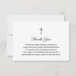 Tarjeta De Agradecimiento La cruz conmemorativa religiosa del funeral gracia