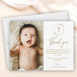 Tarjeta De Agradecimiento La cruz de oro La vegetación Wreath Baptism Foto G<br><div class="desc">Diga gracias con gracia usando la tarjeta de agradecimiento por el bautismo Wreath de la Cruz de Oro. Con una delicada corona verde, cruz de oro y espacio para la foto de su bebé, este elegante diseño es perfecto para expresar gratitud a sus seres queridos después de un bautismo. Un...</div>