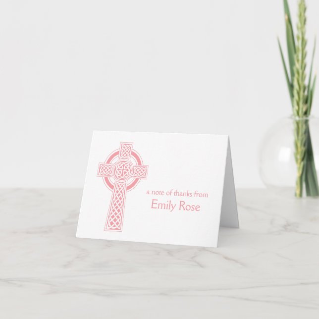 Tarjeta De Agradecimiento La Cruz Religiosa Rosa Irlandesa Gracias (Anverso)