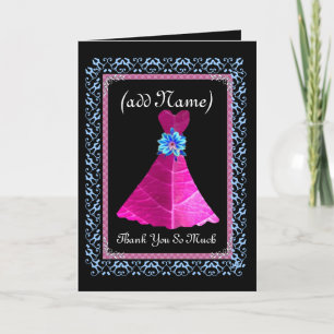Tarjeta De Agradecimiento La DAMA DE HONOR le agradece - ajuste MAGENTA del