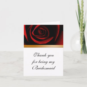 Tarjeta De Agradecimiento La dama de honor le agradece cardar rosas es roja