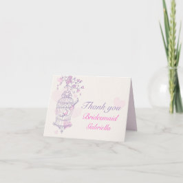 Tarjeta De Agradecimiento La dama de honor rosada púrpura del boda del