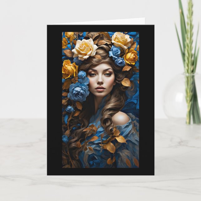 Tarjeta De Agradecimiento La diosa de la naturaleza rosa azul y amarillo sal (Anverso)