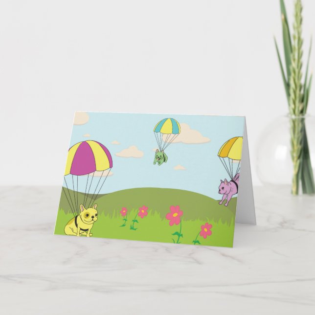 Tarjeta De Agradecimiento La diversión del paraguas del bulldog francés le (Anverso)