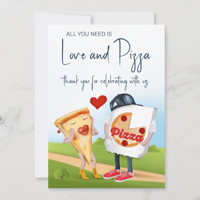 Tarjeta De Agradecimiento La divertida ducha de novias Pizza (Anverso)