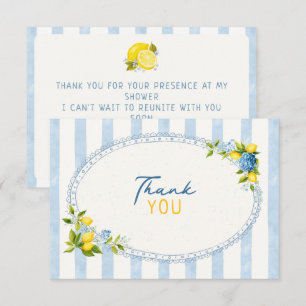 Tarjeta De Agradecimiento La dolce vita limón azul hydrangea baby shower 