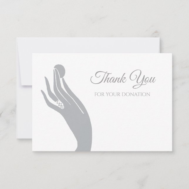Tarjeta De Agradecimiento La donación simple le agradece por mano de las (Anverso)